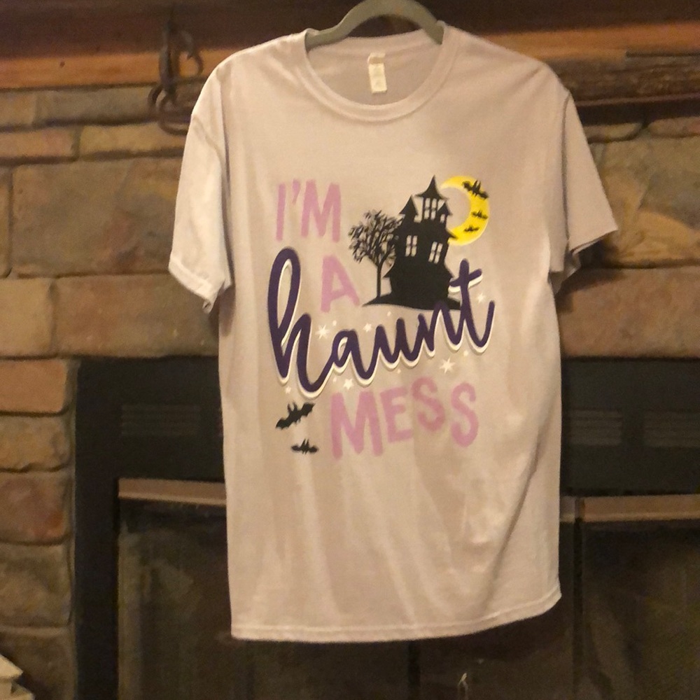 Gray Halloween slogan shirt